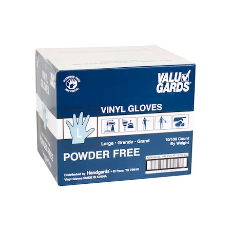 Valugards Valugards PF, Disposable Gloves, Vinyl, Powder-Free, L, 1000 PK, Clear 304340183